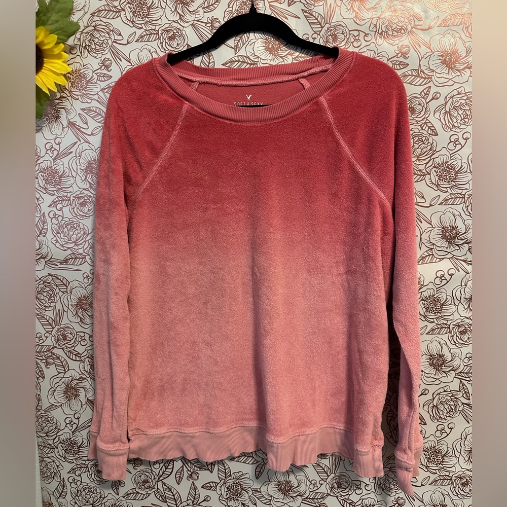 American Eagle soft & sexy terry sweatshirt ombré pink size m